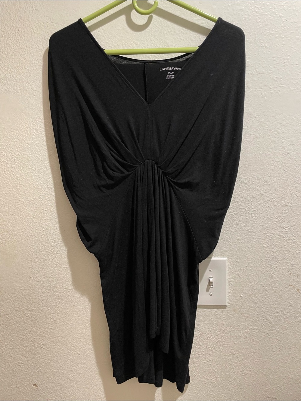Lane Bryant Black Dolman Sleeve V-Neck Ruched Knot Dress 18/20